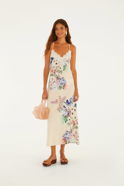 Vestido Largo Tirantes Estampado Floral Luma