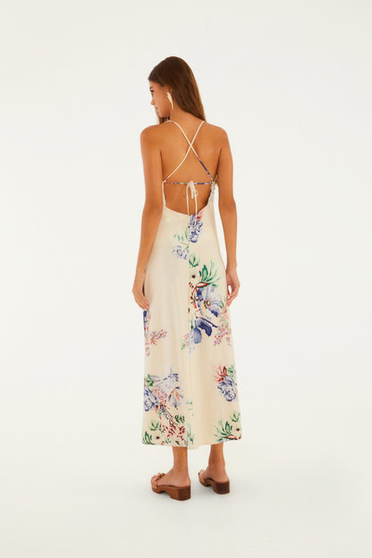 Vestido Largo Tirantes Estampado Floral Luma