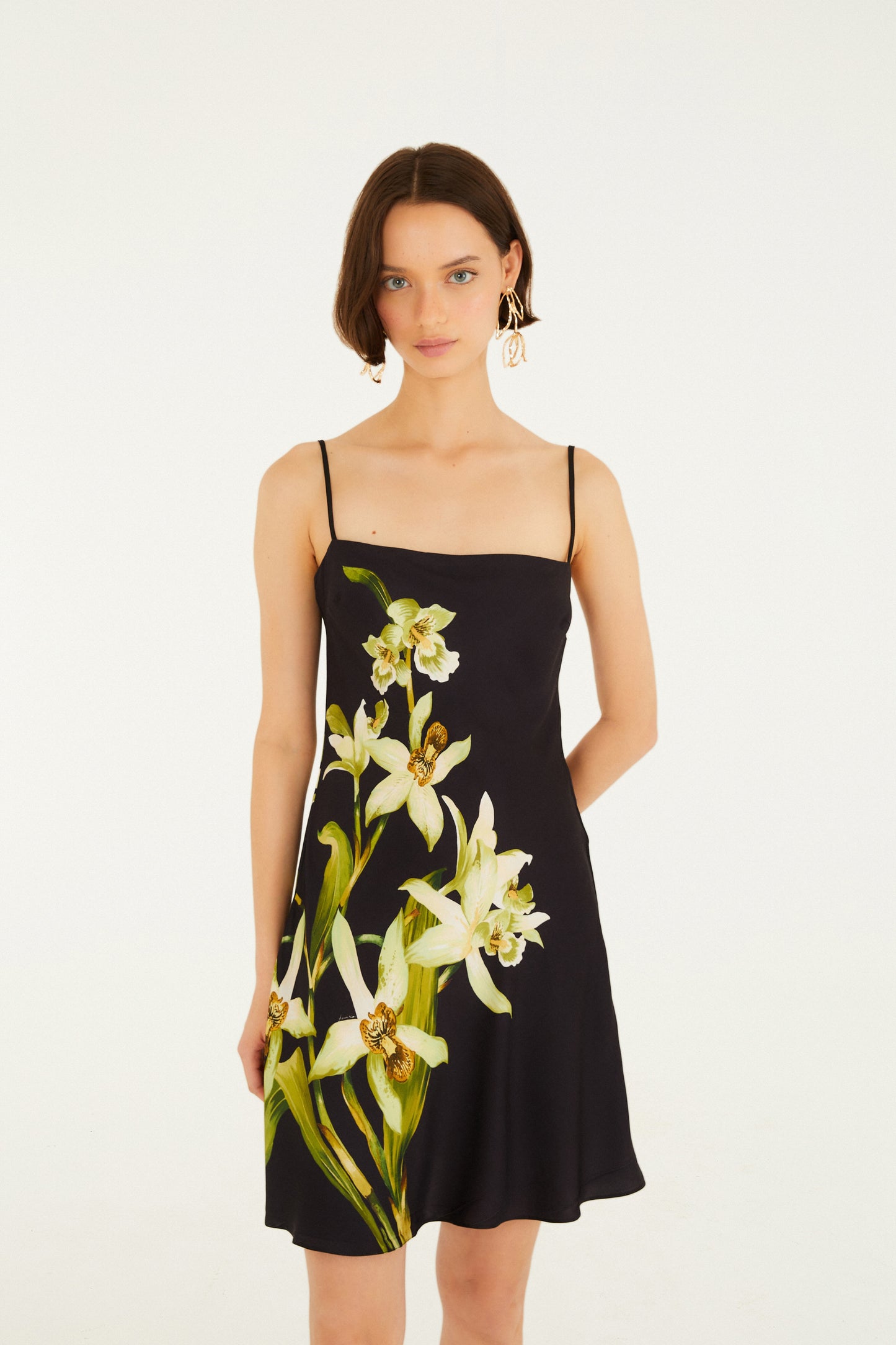 Vestido Corto Estampado Floral Orquídea