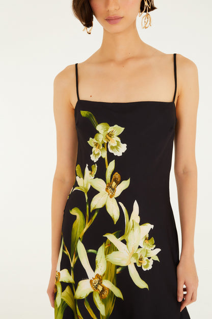 Vestido Corto Estampado Floral Orquídea