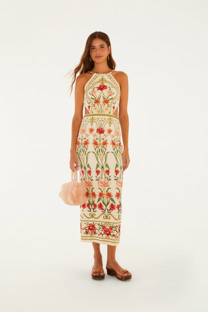 Vestido Midi Estampado Recanto de Flor