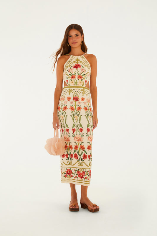 Vestido Midi Estampado Recanto de Flor