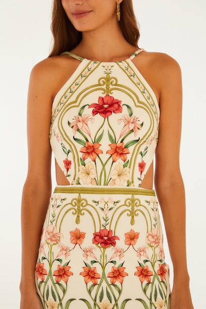 Vestido Midi Estampado Recanto de Flor