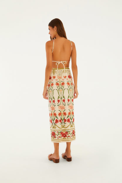 Vestido Midi Estampado Recanto de Flor