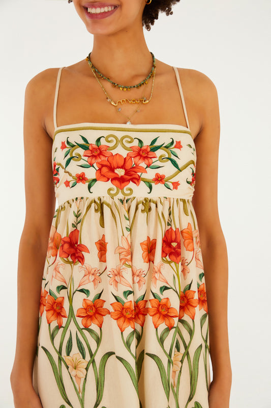 Vestido Cropped Estampado Recanto de Flor