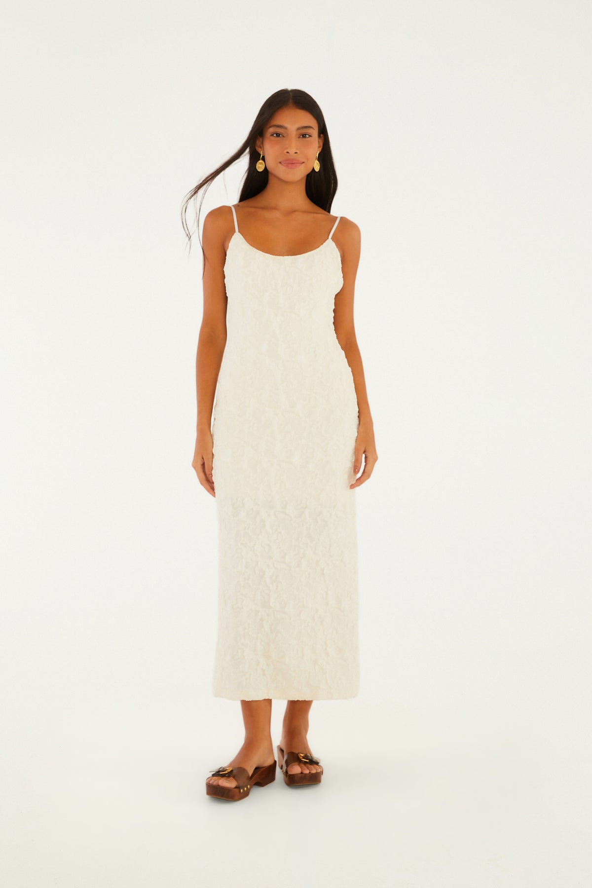Vestido Largo Textura Off White