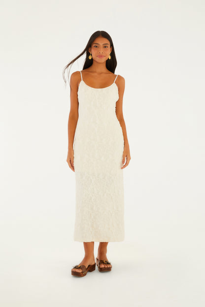 Vestido Largo Textura Off White
