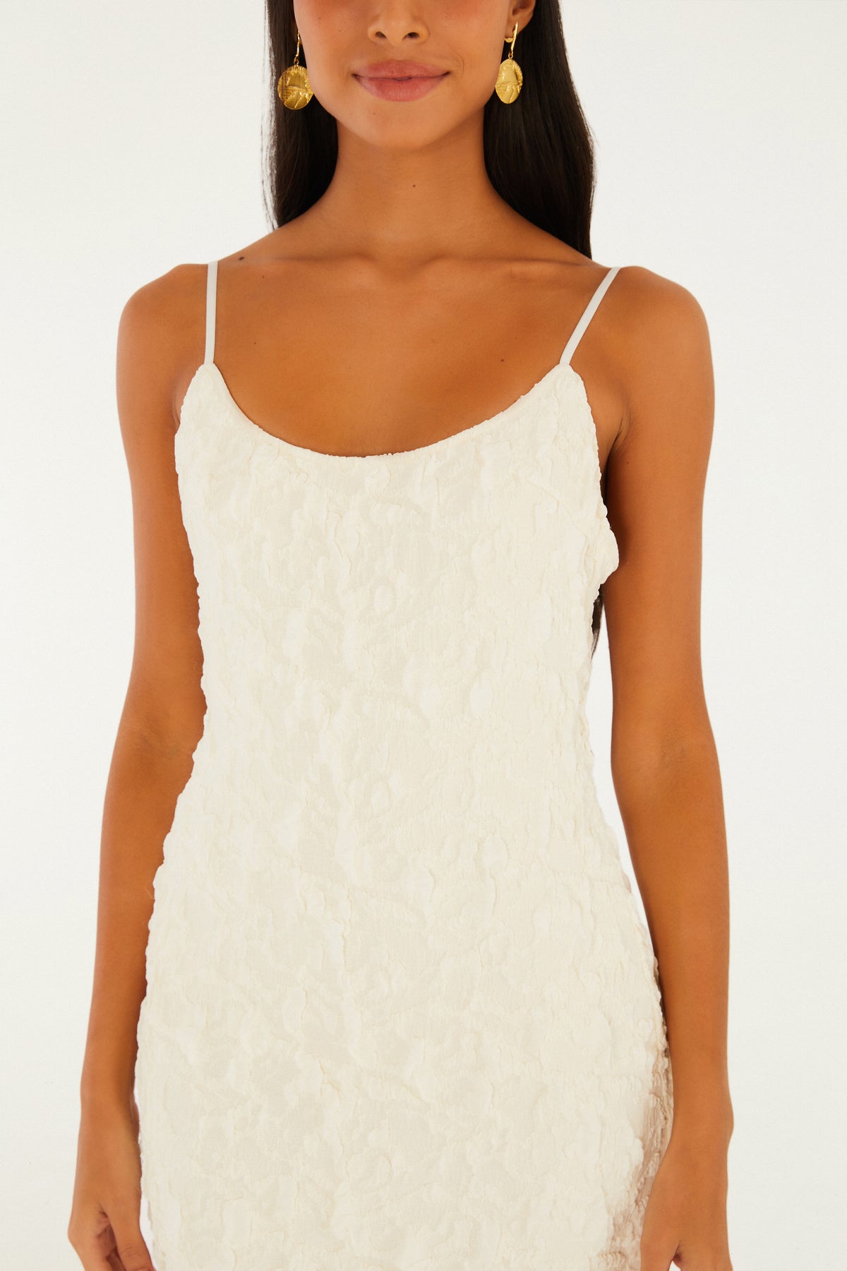 Vestido Largo Textura Off White