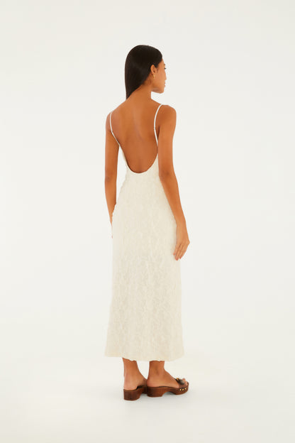 Vestido Largo Textura Off White