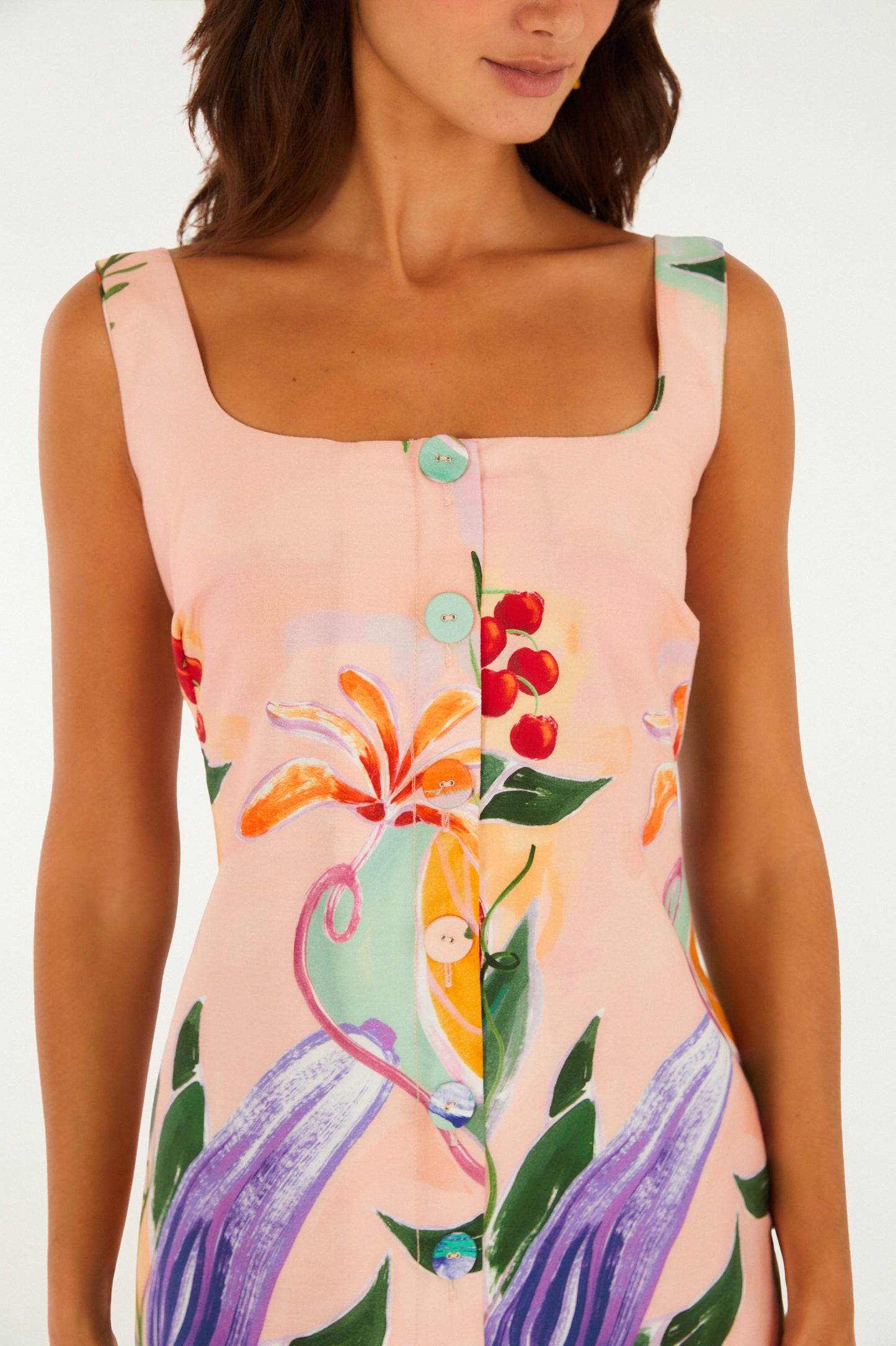 Vestido Corto Estampado Legumes Pintados