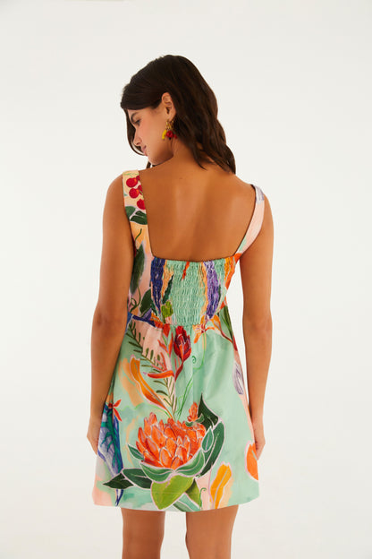 Vestido Corto Estampado Legumes Pintados