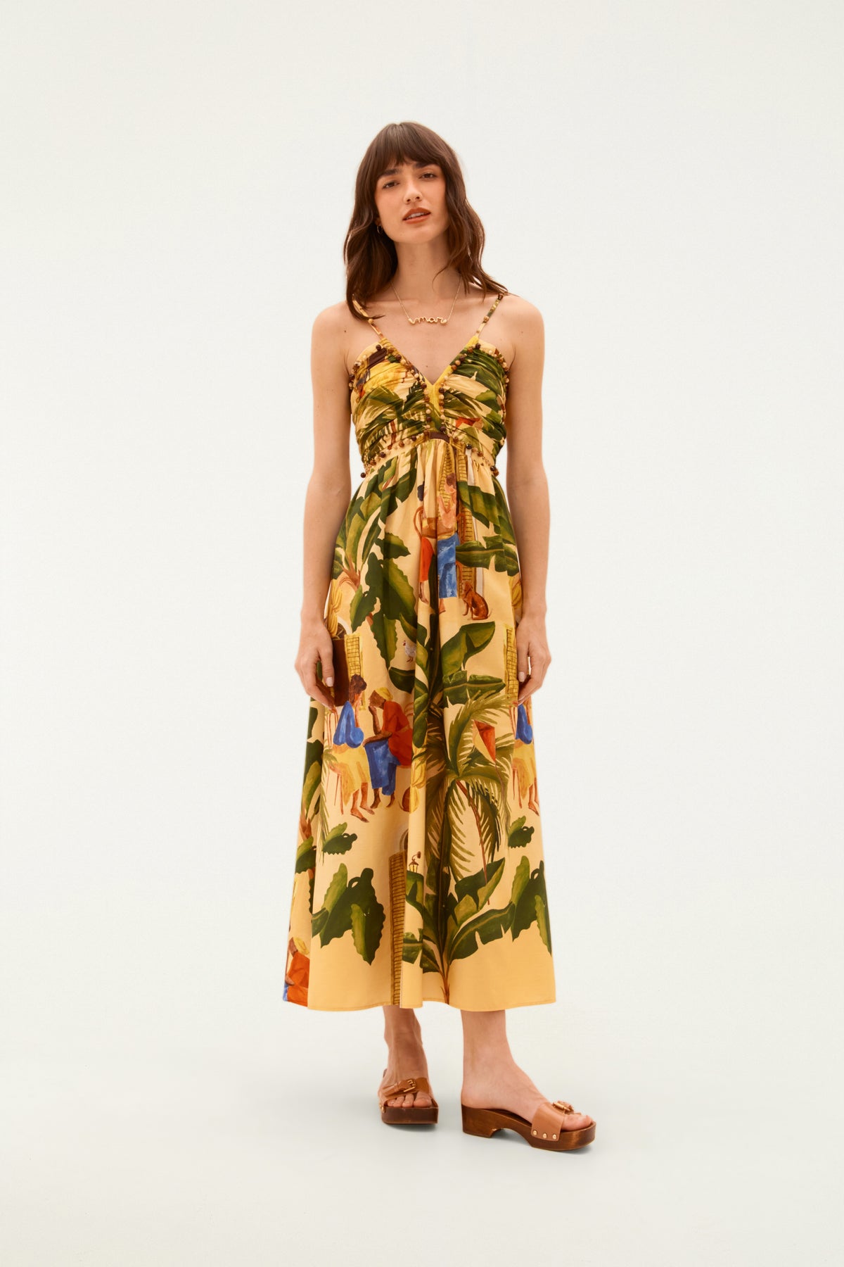 Vestido Cropped Estampado Café da Tarde