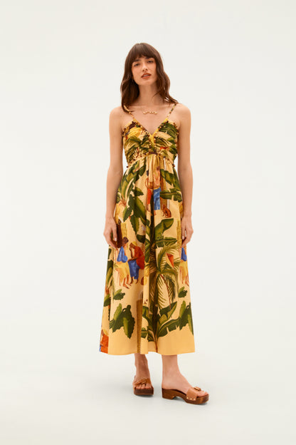 Vestido Cropped Estampado Café da Tarde