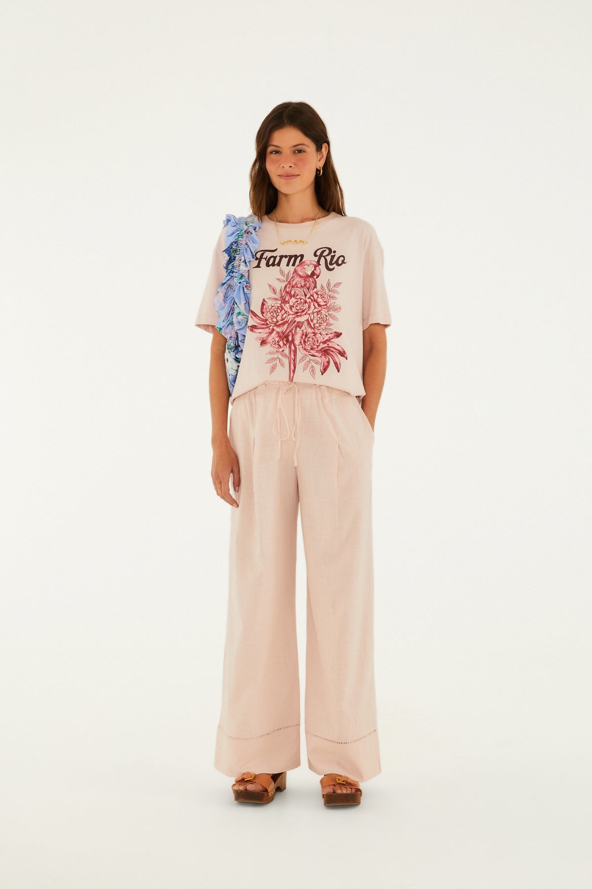 Pantalón Pinzas Rosa Chintz