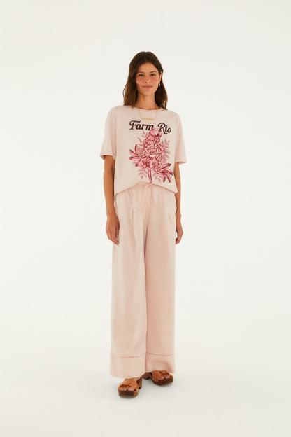 Pantalón Pinzas Rosa Chintz