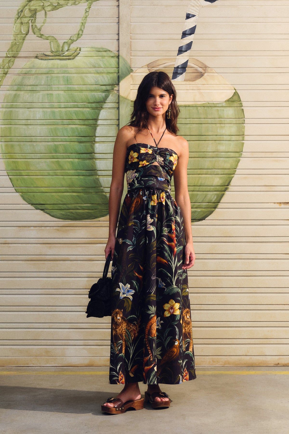 Vestido Midi Estampado Fauna Noturna