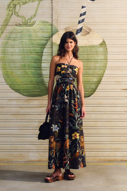 Vestido Midi Estampado Fauna Noturna