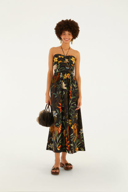 Vestido Midi Estampado Fauna Noturna