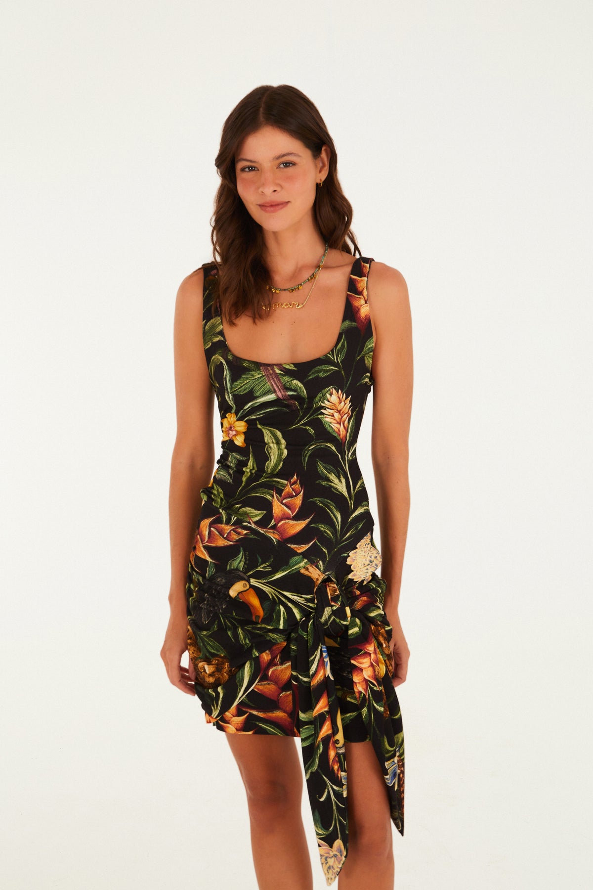 Vestido Corto Estampado Fauna Noturna