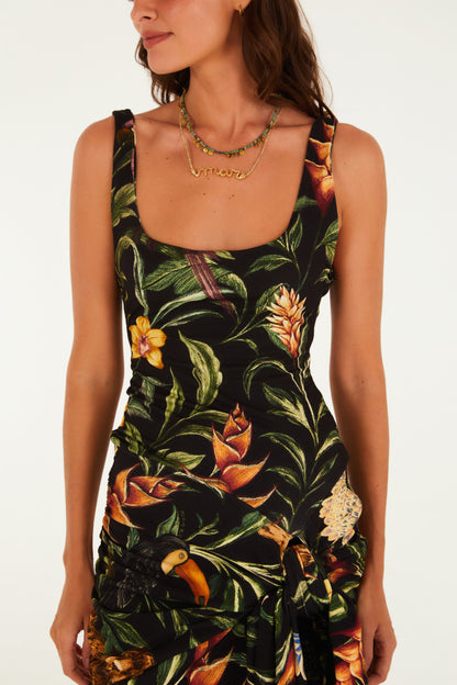 Vestido Corto Estampado Fauna Noturna