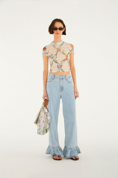 Blusa Encaje Estampada Feira de Legumes