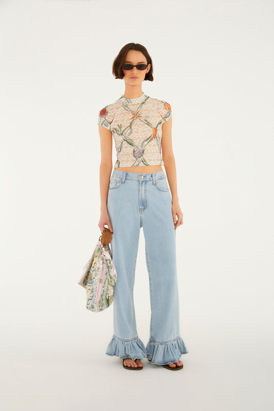 Blusa Encaje Estampada Feira de Legumes