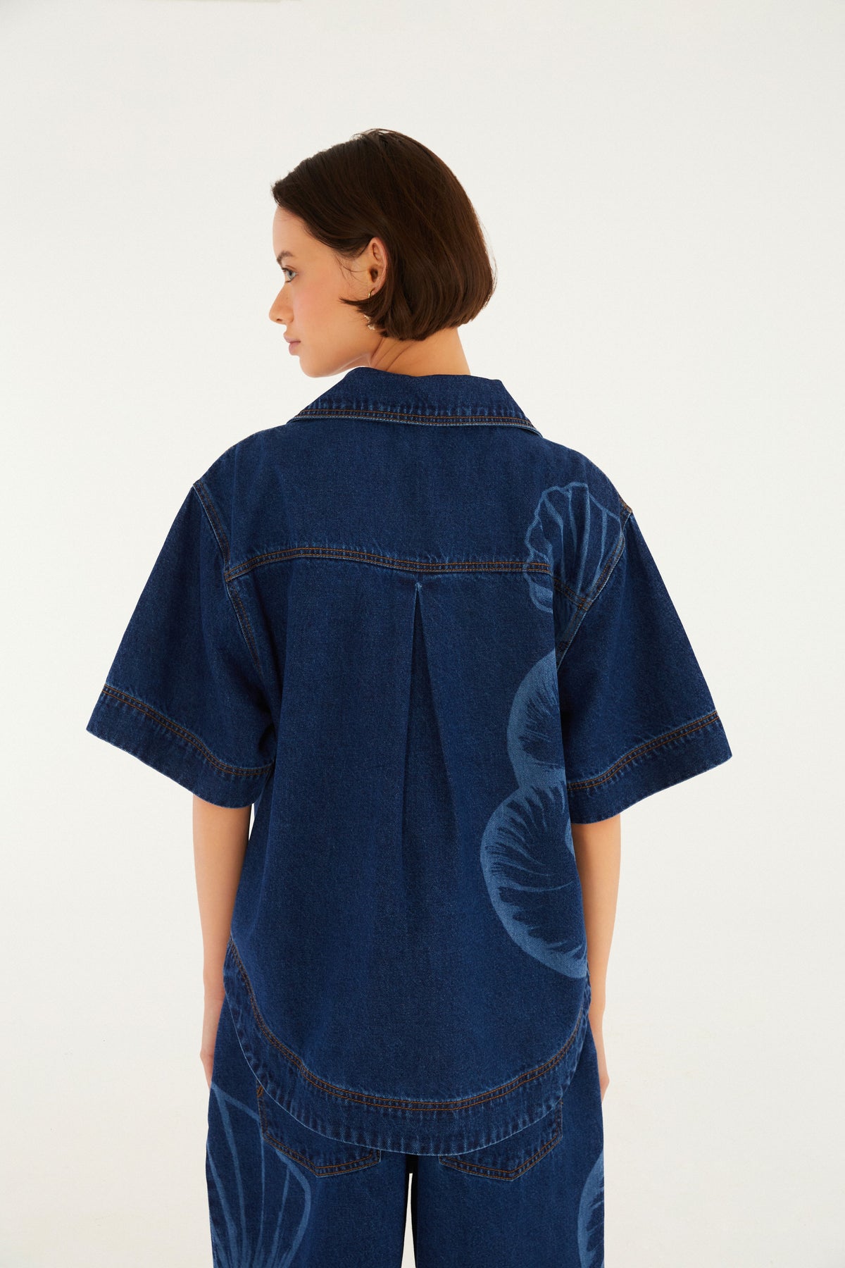 Camisa Jeans Polo Láser Maxi Conchas
