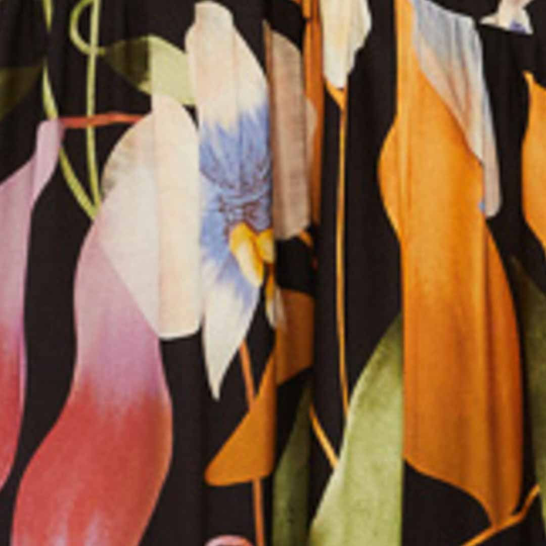 Vestido Mangas Estampado Vento de Flor