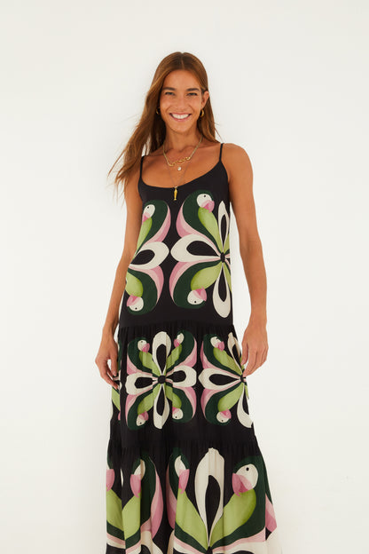 Vestido Largo Estampado Arara de Flor