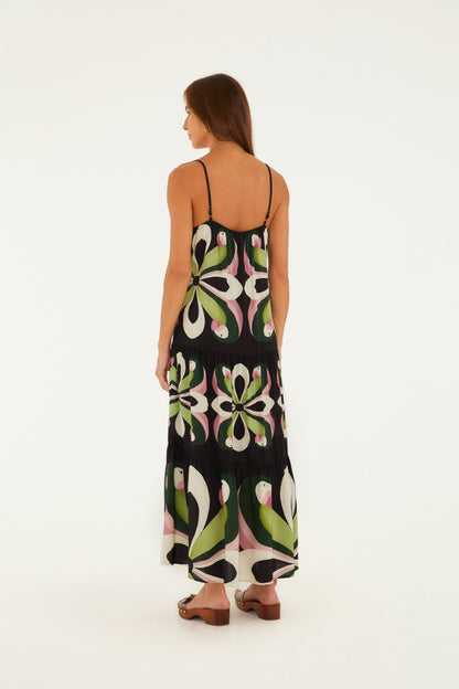 Vestido Largo Estampado Arara de Flor