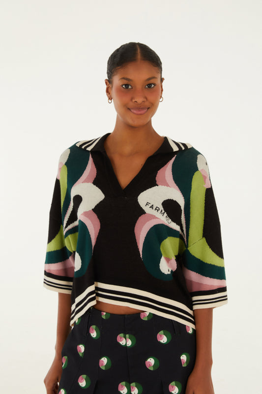 Camisa Tricot Arara de Flor