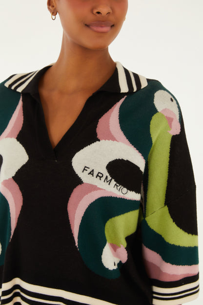 Camisa Tricot Arara de Flor
