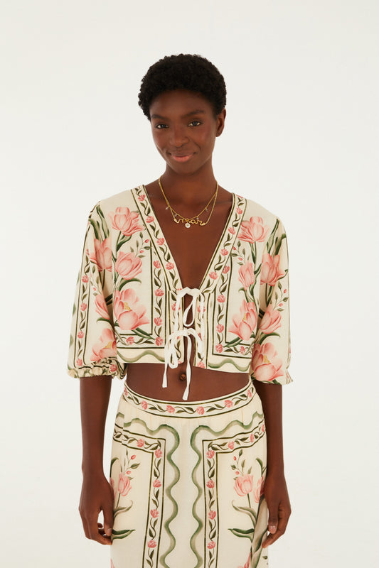 Blusa Estampada Sonho de Tulipas