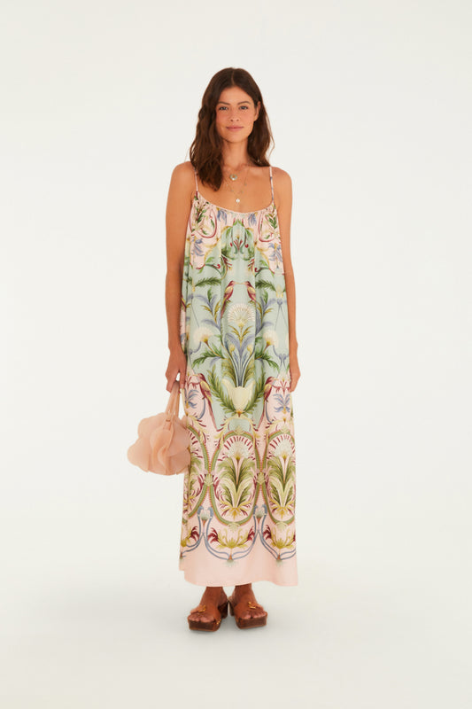 Vestido Largo Tirantes Estampado Florescer