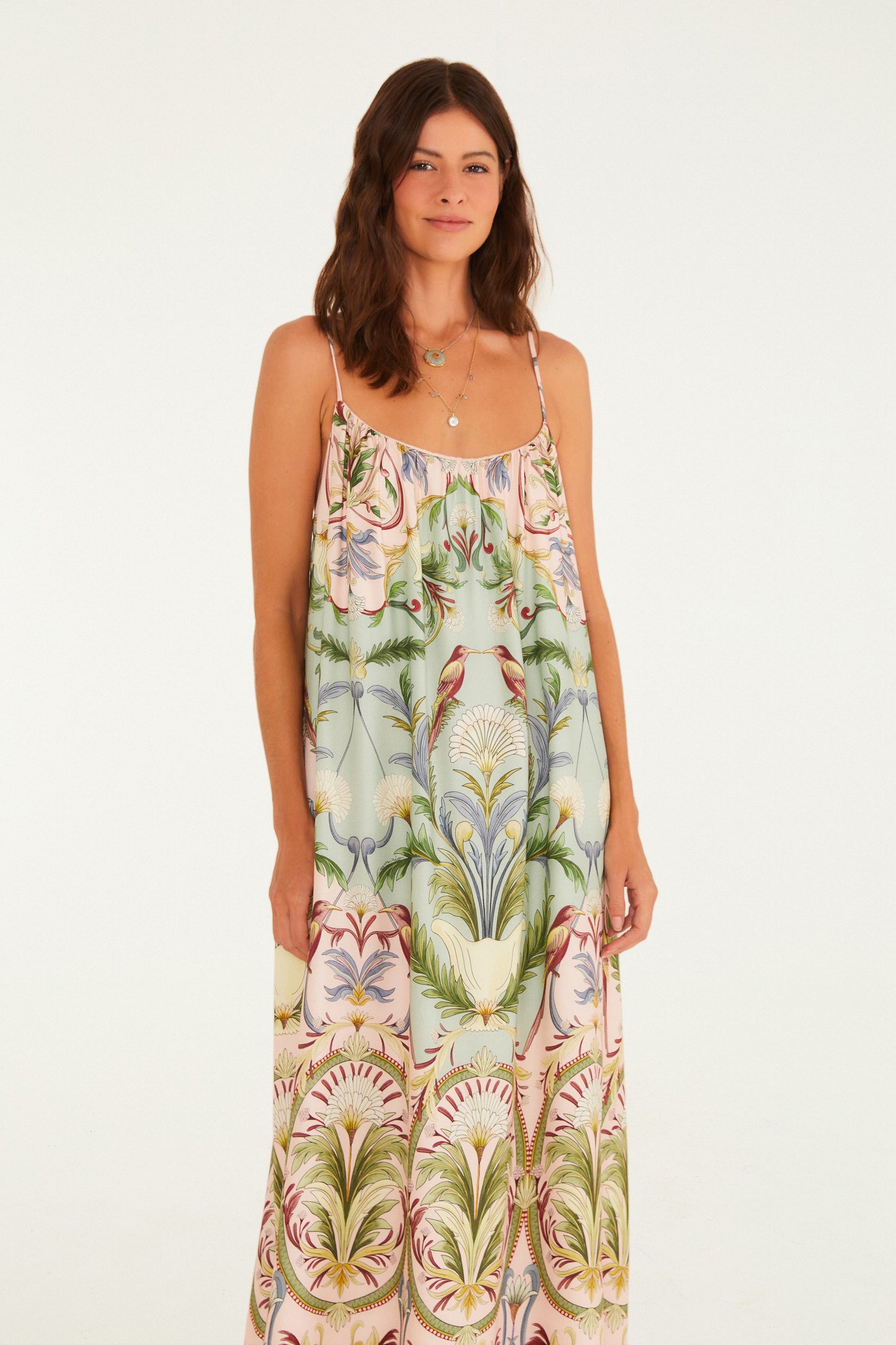 Vestido Largo Tirantes Estampado Florescer