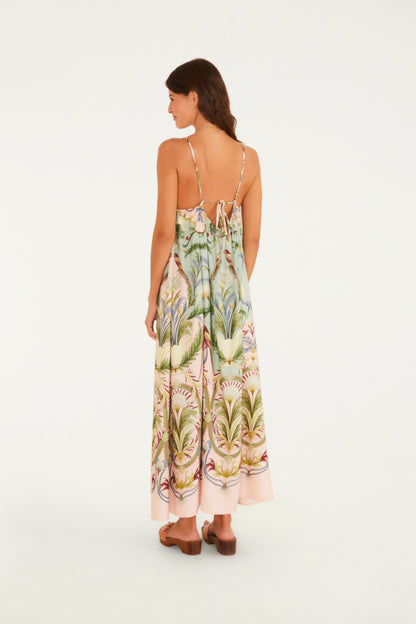 Vestido Largo Tirantes Estampado Florescer