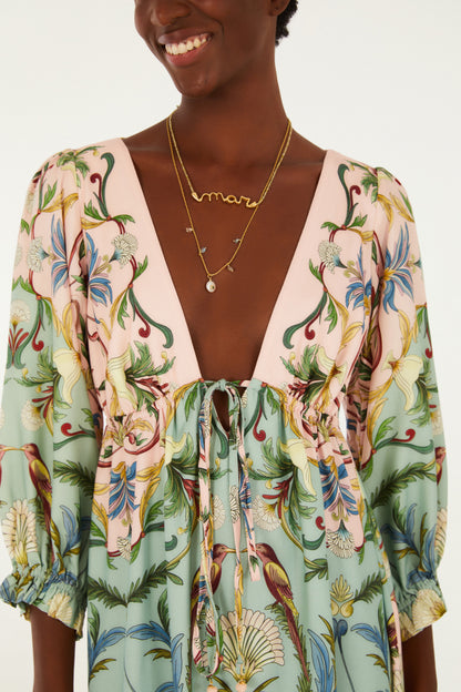 Vestido Manga Larga Estampado Florescer
