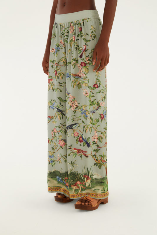 Pantalon Palazzo Estampado Canto de Pássaro