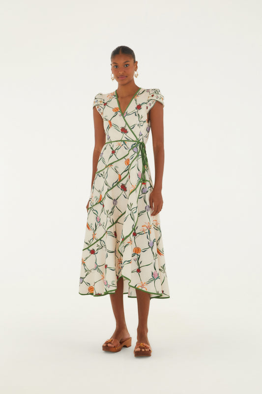 Vestido Largo Estampado Feira de Legumes