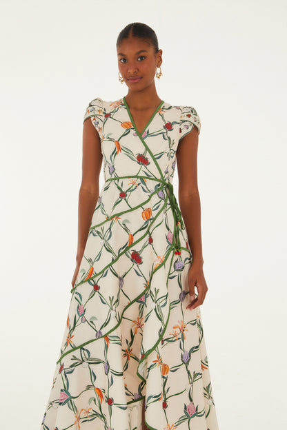 Vestido Largo Estampado Feira de Legumes