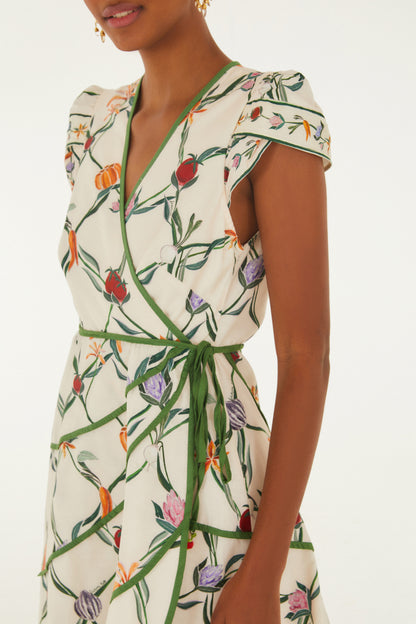 Vestido Largo Estampado Feira de Legumes