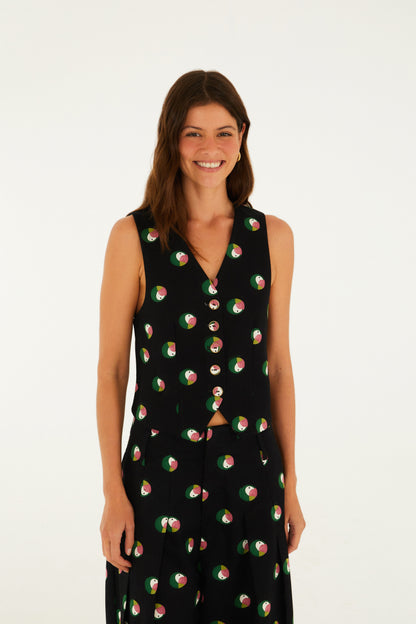 Blusa Chaleco Estampada Poá de Ararinha