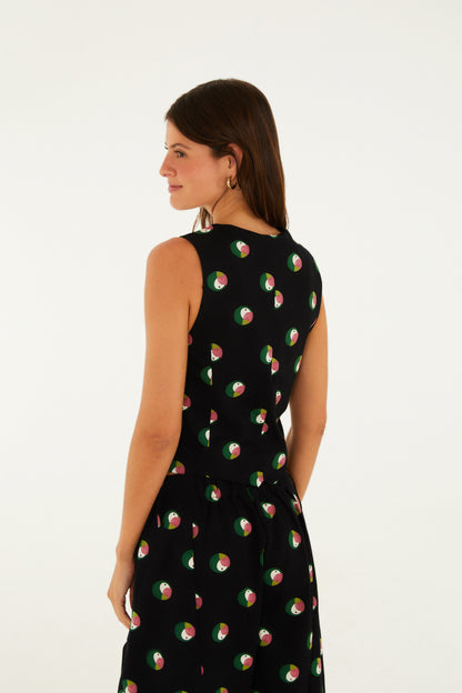 Blusa Chaleco Estampada Poá de Ararinha