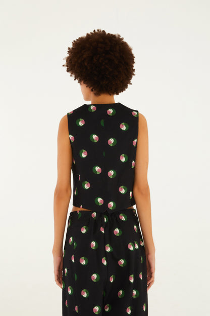 Blusa Chaleco Estampada Poá de Ararinha