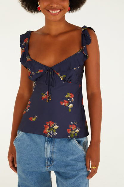 Blusa Alcinhas Estampada Doce Morango