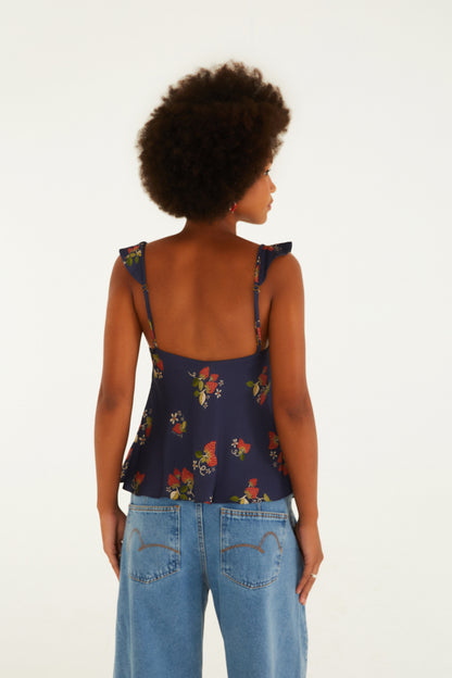Blusa Alcinhas Estampada Doce Morango