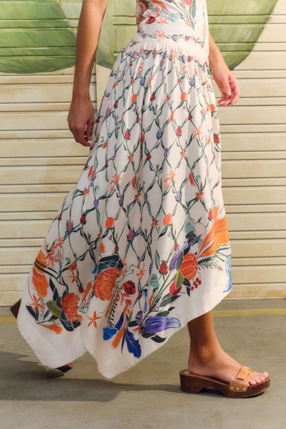 Vestido Puntas Estampado Feira de Legumes