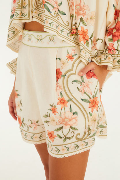 Short Estampado Recanto de Flor