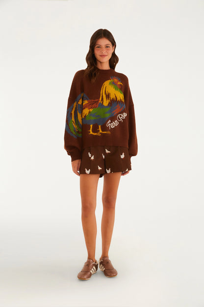 Pull Tricot Estampado Canto da Manhã