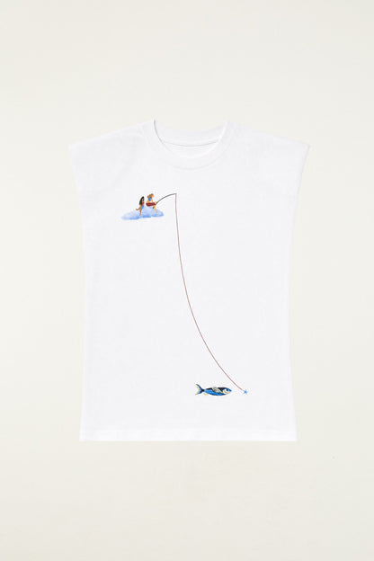 Camiseta Sin Mangas Pescando Sonhos Off White